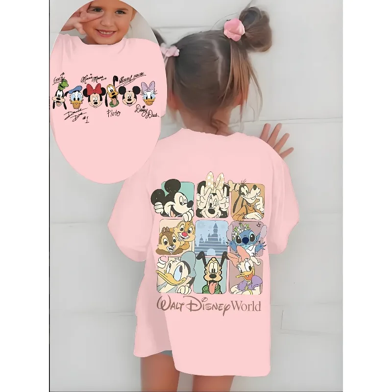 

Popular Cartoon Disney Family 3D Printed Tops, Fashionable Short Sleeved T-shirts, Outdoor Casual Sportswear