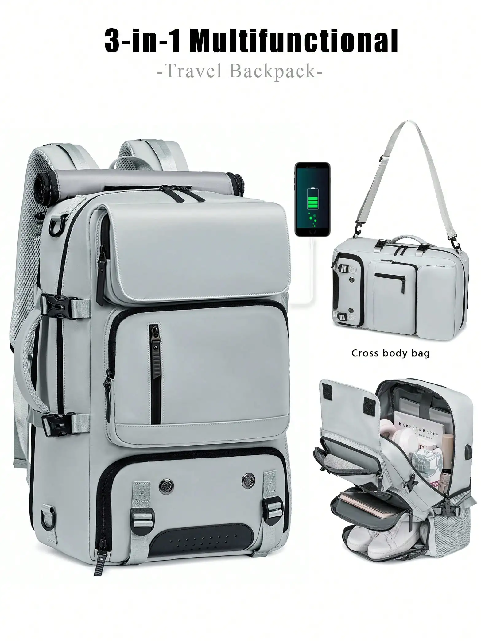 Women's Multi-Functional Large-Capacity Backpack, Versatile Hiking Bag, Outdoor Camping Backpack With Shoe Compartment And USB Charging Port, Business Laptop Bag, Men's And Women's Gift.