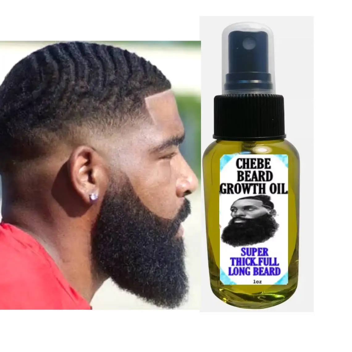 Chebe Beard Growth-Oil Serum Fast-Growing hair Mustache Facial Hair Grooming for Men Thick Long