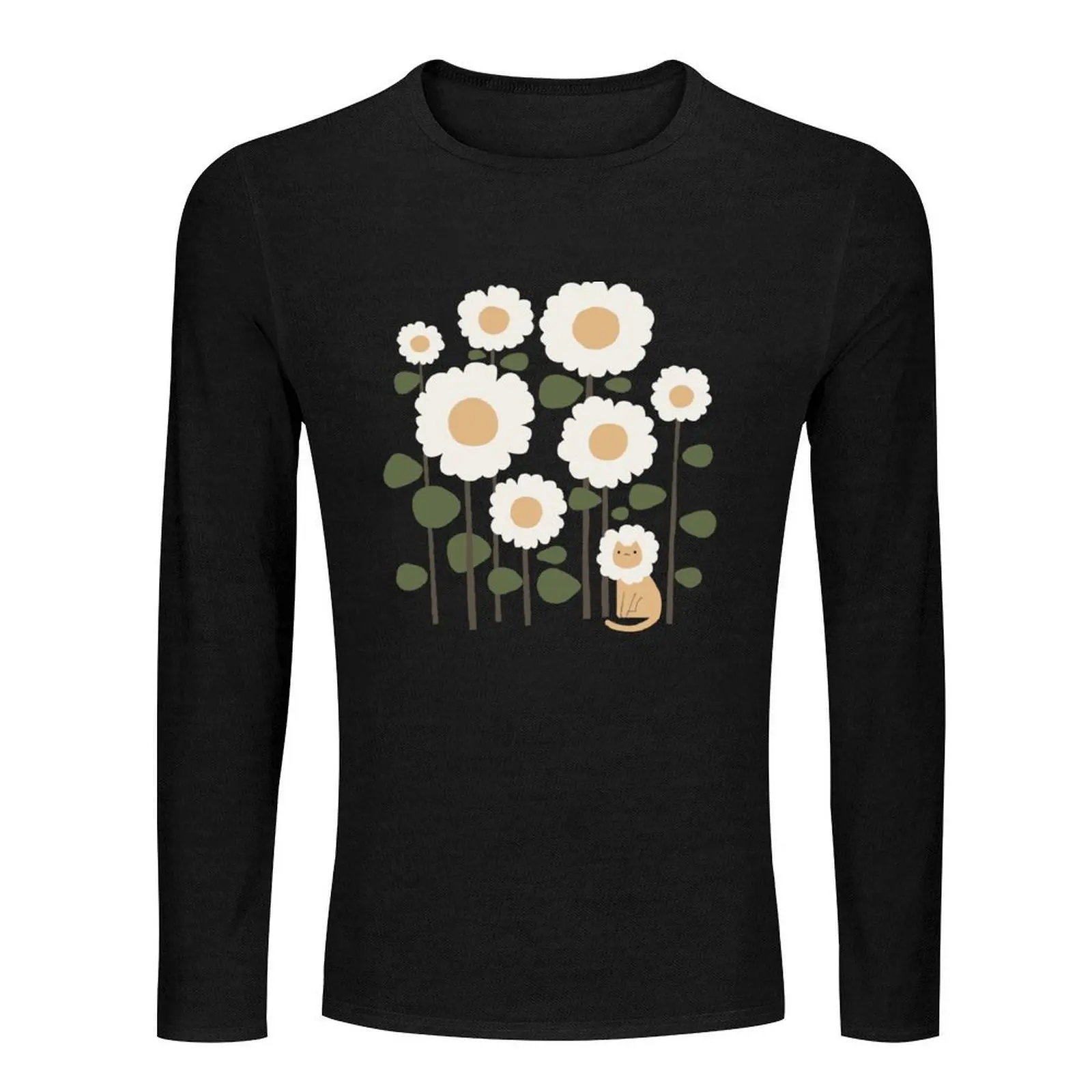 القط والنبات 6: Catmouflage طويل تي شيرت بلايز تي شيرت رجل بلوزة جرافيك تي شيرت عادي تي شيرت الرجال #2