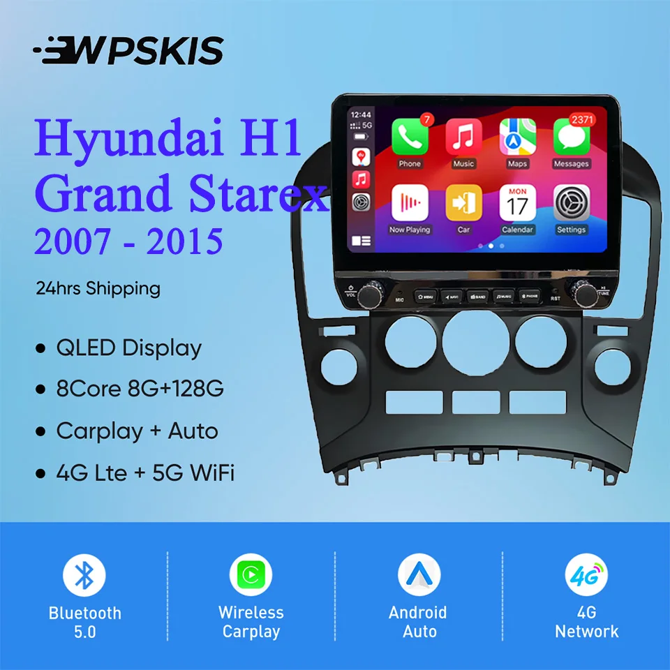 Android 14 8G Ram Car Radio Audio Video A/V Tape Recorder GPS Navigation Monitor For Hyundai H1 2007 - 2015 Head Unit PC Tablet