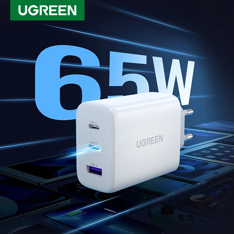 Ugreen 65ワットpd充電器急速充電4.0 3.0タイプc pd usb充電器14 13 12プロマックス急速充電器ラップトップpd充電器