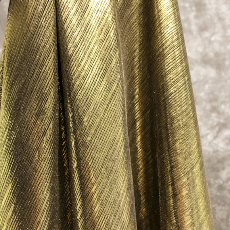 Gold Stretch Gilded Fabric for Ceremonial Dress Drape Knit Cloth Wholesale Cloth for Apparel Sewing Diy Material