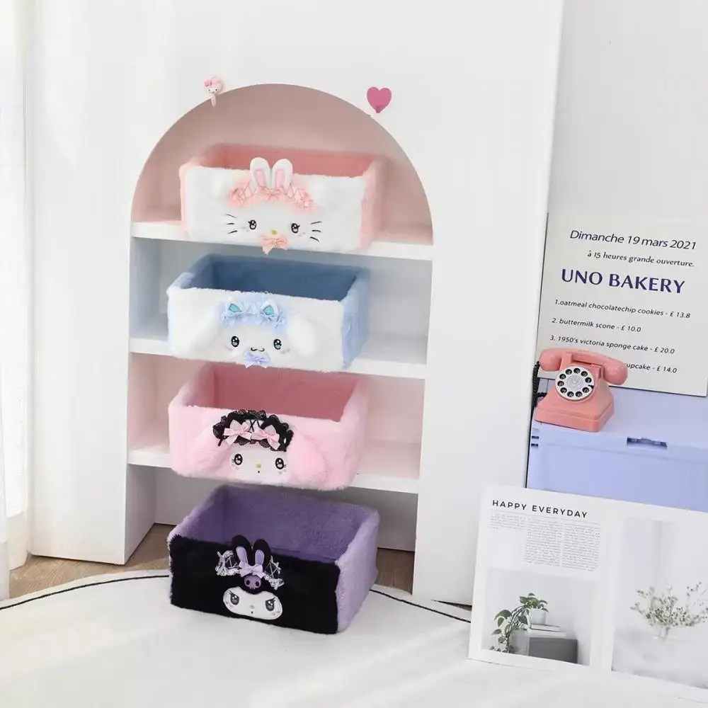 

Kawaii Sanrio аниме хобби Hello Kitty My Melody Kuromi мультфильм плюшевая коробка для хранения настольный разные органайзер подарок на день рождения