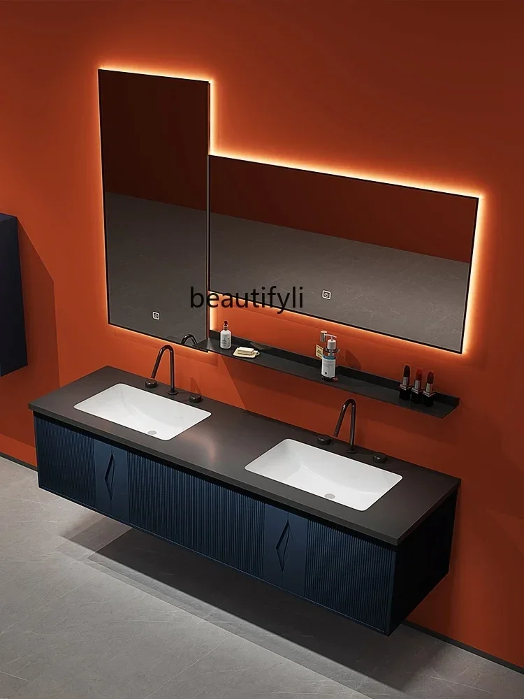 

YH Stone Plate Ceramic Bathroom Cabinet Combination Double Basin Toilet Italian Washstand Sink Mirror Cabinet