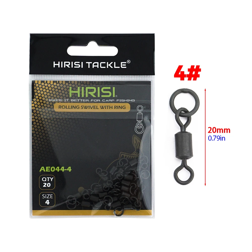 Hirisi 20-teilige Karpfenangeln-Wirbel, Druckknöpfe mit massivem Ring, Schnellwechsel-Angelhaken, Wirbel, Angelzubehör AE044