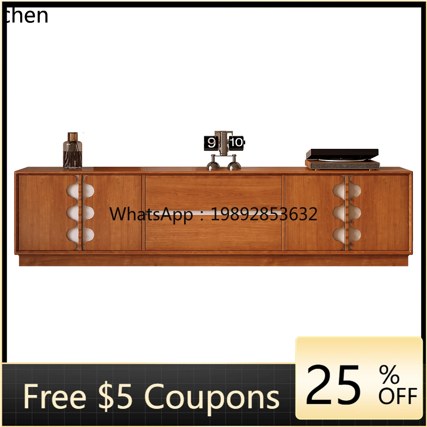 

WW solid wood TV cabinet living room home floor cabinet retro furniture combination