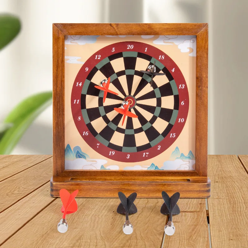 Double Sided Magnetic Dart Board Entertainment Leisure Table Games Wooden Toys