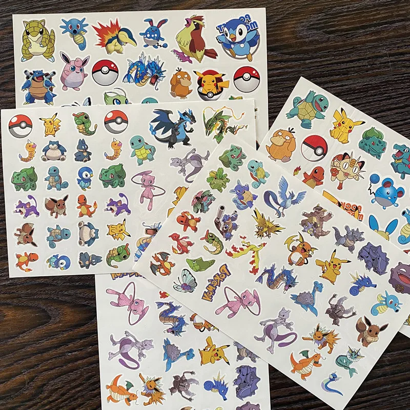 Pokemon Cartoon Pikachu Stickers Waterproof Cute Tattoo Stickers Birthday Party Bulbasaur Stickers Children's Toys Gifts