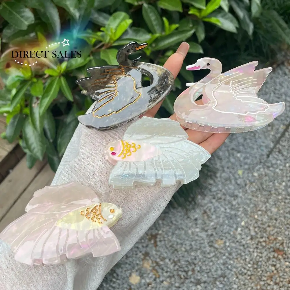

Sweet Cartoon Acetate Shark Clip Acetic Acid Hair Accessories Goldfish Grab Clip Hairpin Headdress Swan Hair Clip Woman