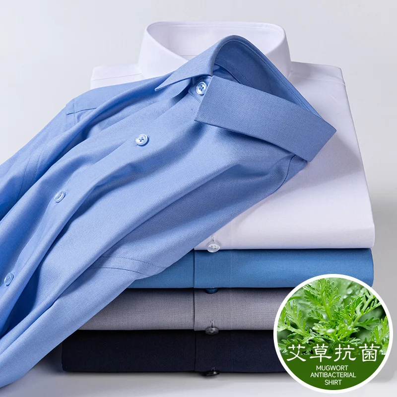 Work Man Shirts Long Sleeve Formal 8XL Mugwort Fiber White Shirt for Man Long Sleeve Slim Fit Soft Cozy Business Casual Office