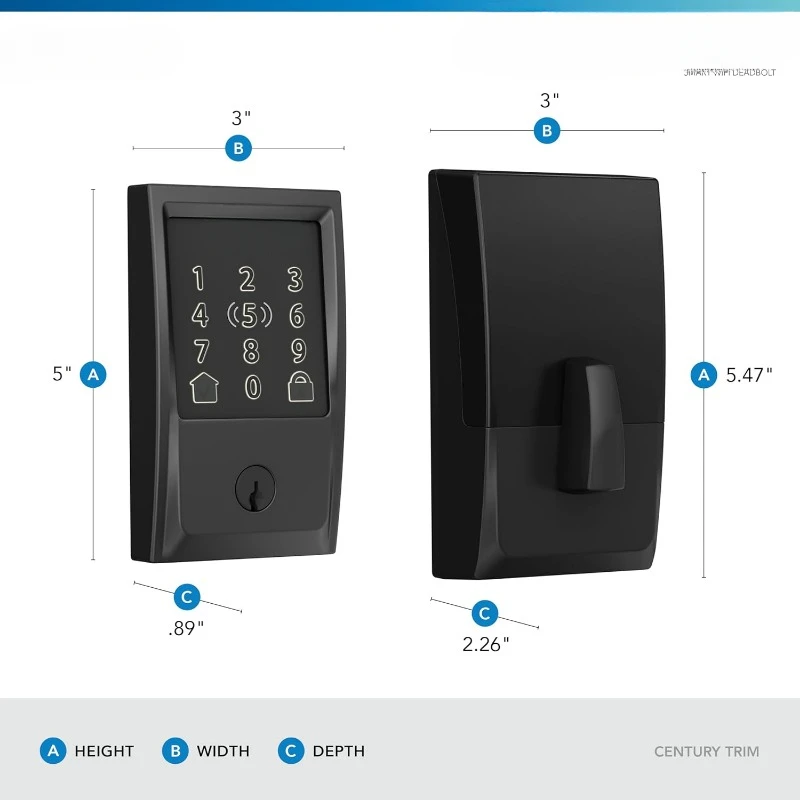 Unlock with Built-in WiFi and App Control, Easy InstallSmart Wi-Fi Lock for Front Door, Keyless Entry Deadbolt