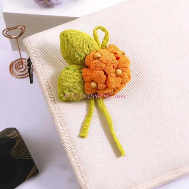 N5KF Lightweight Breathable Hydrangea Floral Brooch with Secure Alloy Clasp for Women