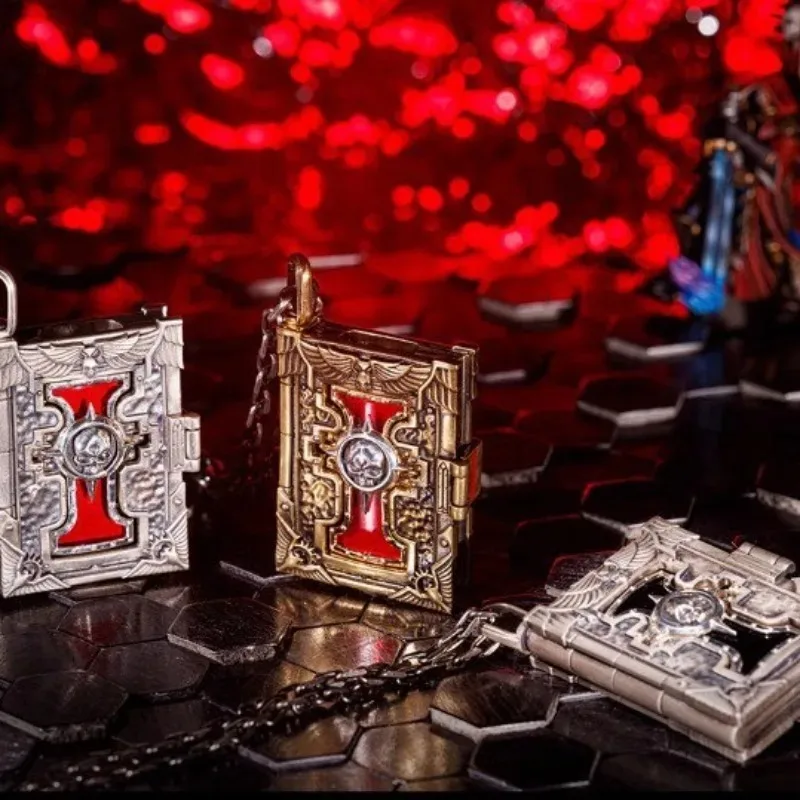 Metal Book of The Holy Ordos & Seal of Inquisition Silver Men's Necklace for Xmas Gifts