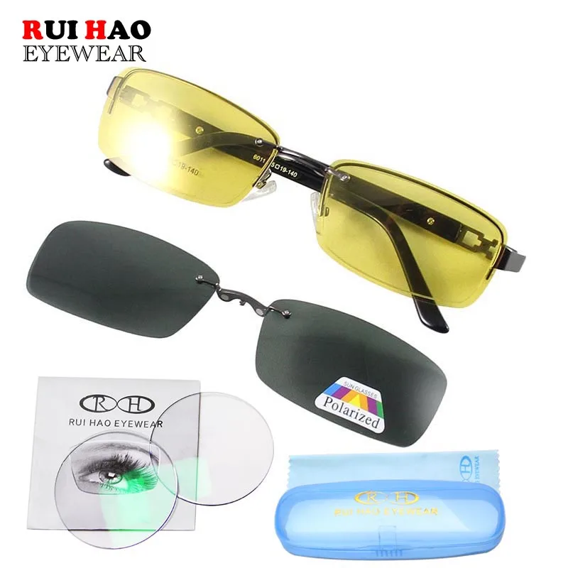 

Очки с диоптриями в ретро-оправе с поляризационными накладными солнцезащитными очками, унисекс, с полимерными линзами, модель 6011 для мужчин