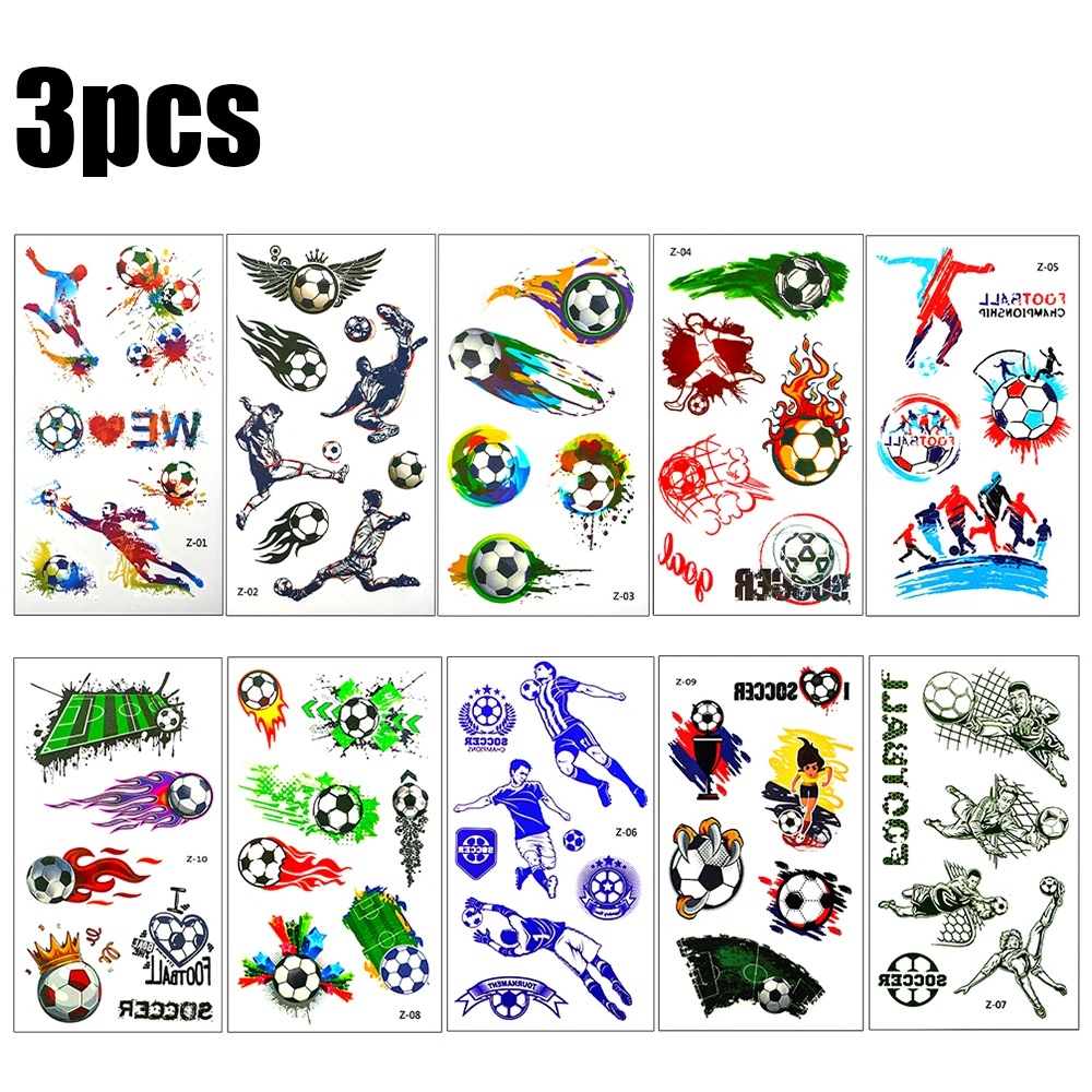 2-10pcs Football Luminous Tattoos Stickers Football Soccer Fan Fake Tattoo Sticker Waterproof Tattoo Hand Arm Foot for Child Boy