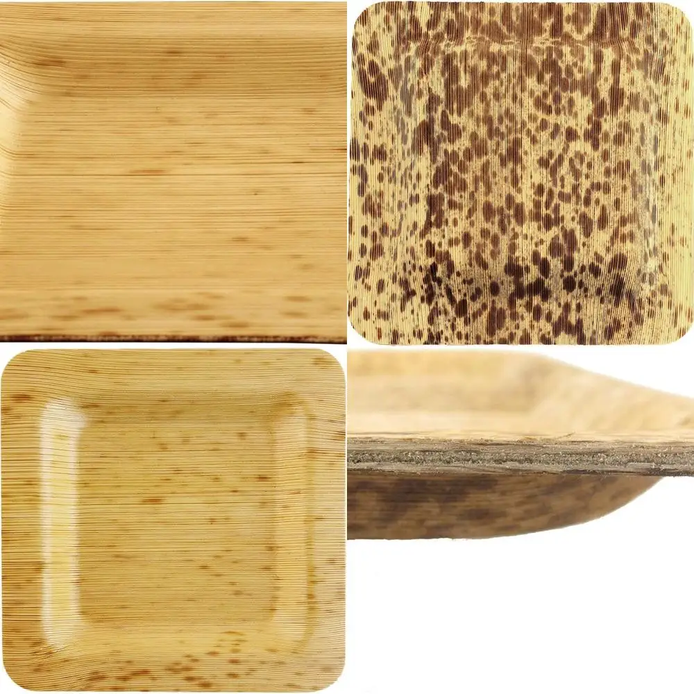 

100-Count Bamboo Leaf Square Plates, 4.7 (12cm) Diameter