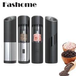 2Pcs Electric Pepper Grinder Set Stainless Steel Automatic Gravity Salt Pepper Grinder Spice Mills For Kitchen Battery Powered