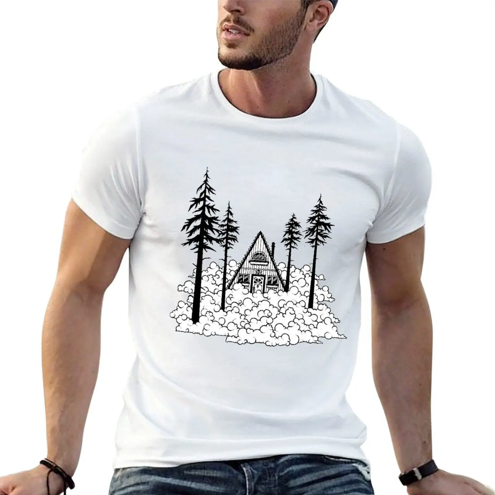 Paradise is an A-frame Cabin - Original pen and ink illustrated design T-Shirt t shirt for man T-Shirt
