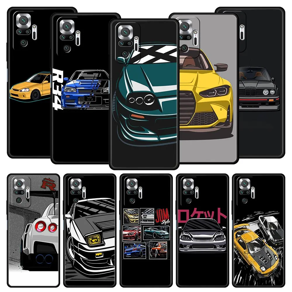 Phone Case For Xiaomi Redmi Note 14 13 12 5G 9S 9 10 11 Pro Plus 4G 9T 14C 13C 12C 10C 9C 9A Cover JDM Type R Civic Sport Car