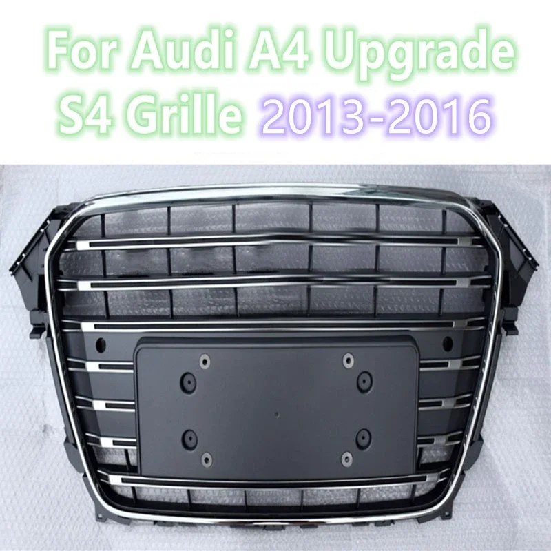 Car Front Bumper Hood Grill for Audi A4 Facelift S4 Racing Grille with Chrome Ring 2013 2014 2015 2016