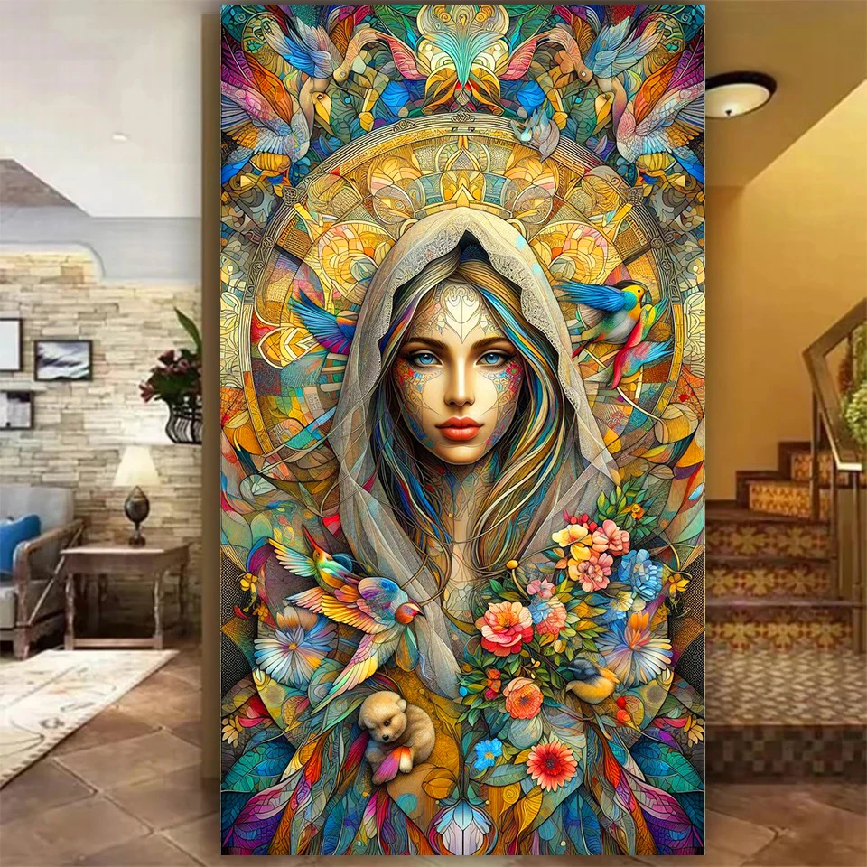 

Large size Colorful Mandala Woman Diamond Painting Diy Full Square Round Diamond Mosaic Embroidery Cross stitch Kit Home Decor