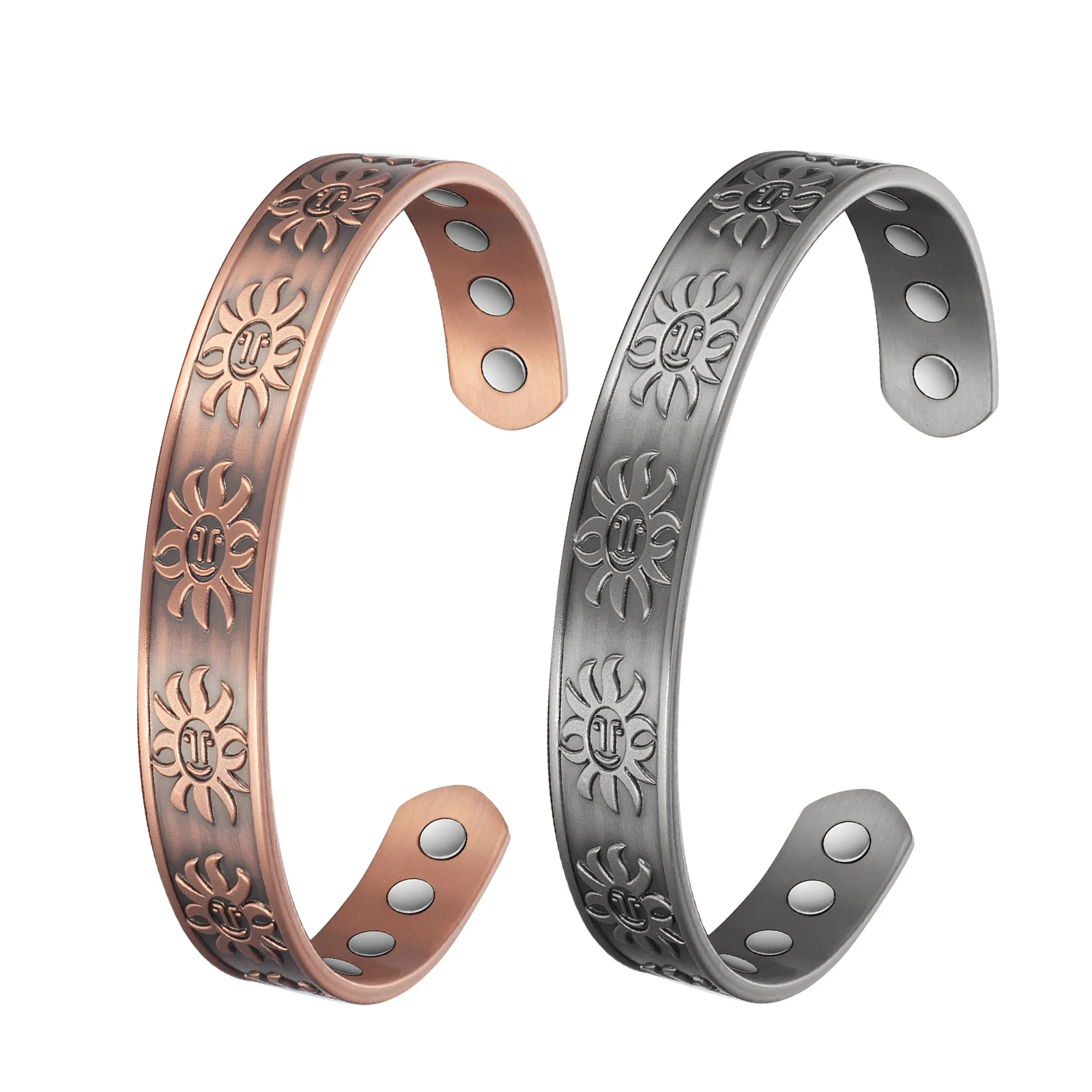 

Wollet Copper Bracelets for Women Men, 99% Pure Copper Fashion Adjustable Magnetic Bracelet with Magnets Jewelry Gift(2 Pcs)