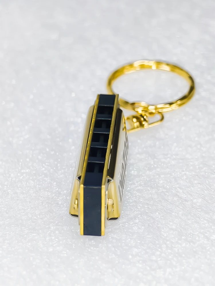 Suzuki Mini Harmonica Keychain, dourado instrumentos de sopro presente, 5 buracos, 10 tons, chave de C