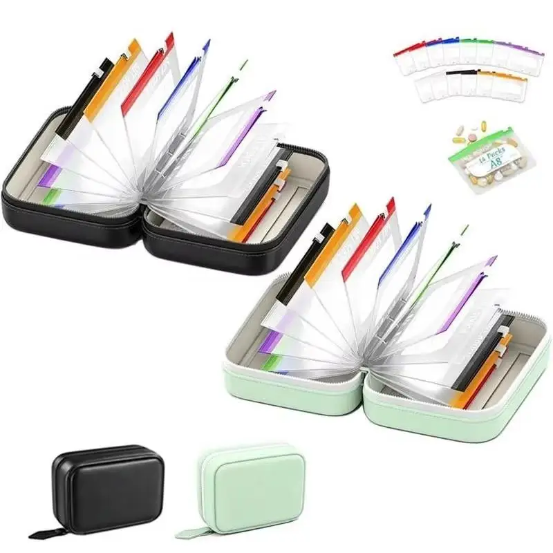 New 1 Set Writable Labels A8 Waterproof Pill Pouch Kit With 7/14 Color-coded Pouches For Daily Medication Vitamins & Supplements