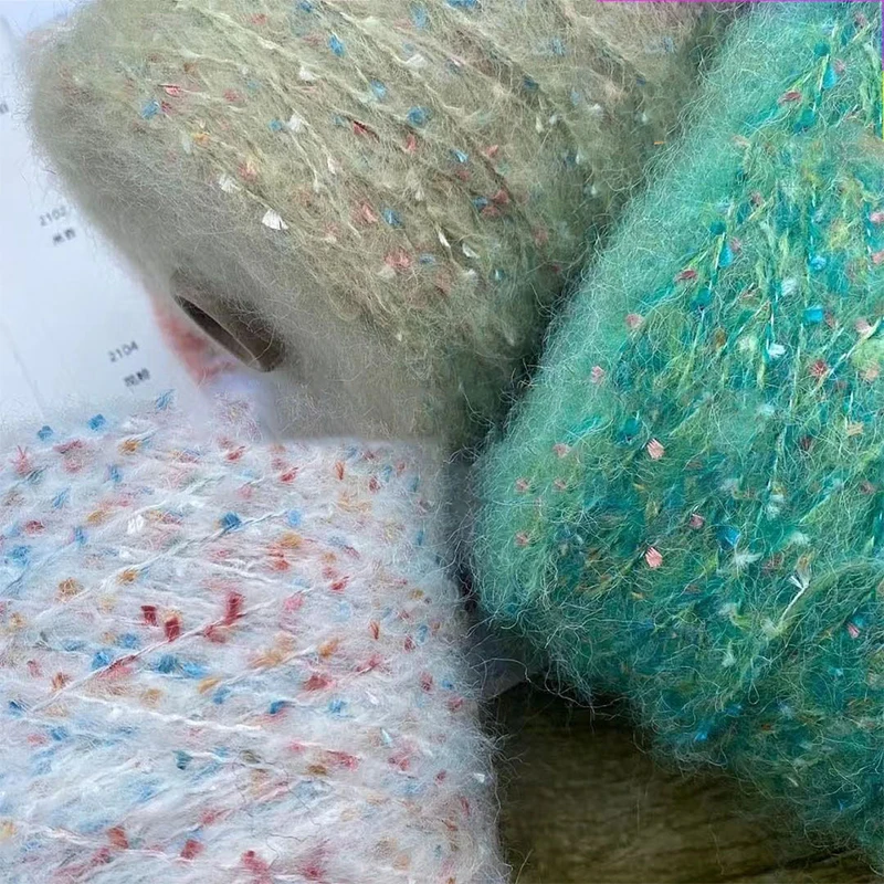 50g/Roll Knitting Mohair Wool Yarn Soft Colorful Gypsophila Fancy Line Hand Crocheted Woven Sewing Scarf Sweater Hat Thread