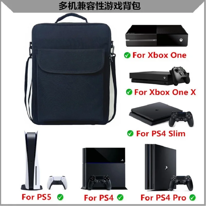 Gaming Carrying Case Travel Shoulder Bag for PS5/PS4 PRO/SLIM XBOX ONE X Controller Console Protective Storage Pockets