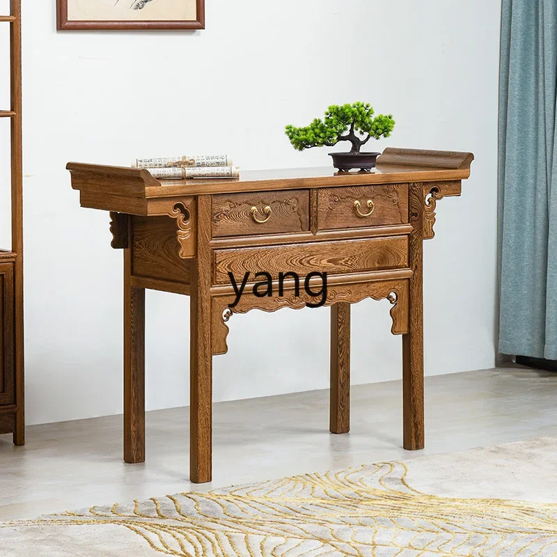 LMM Solid Wood Altar Buddha Shrine Altar a Long Narrow Table in Chinese Antique Style Head Table Foyer Doorway