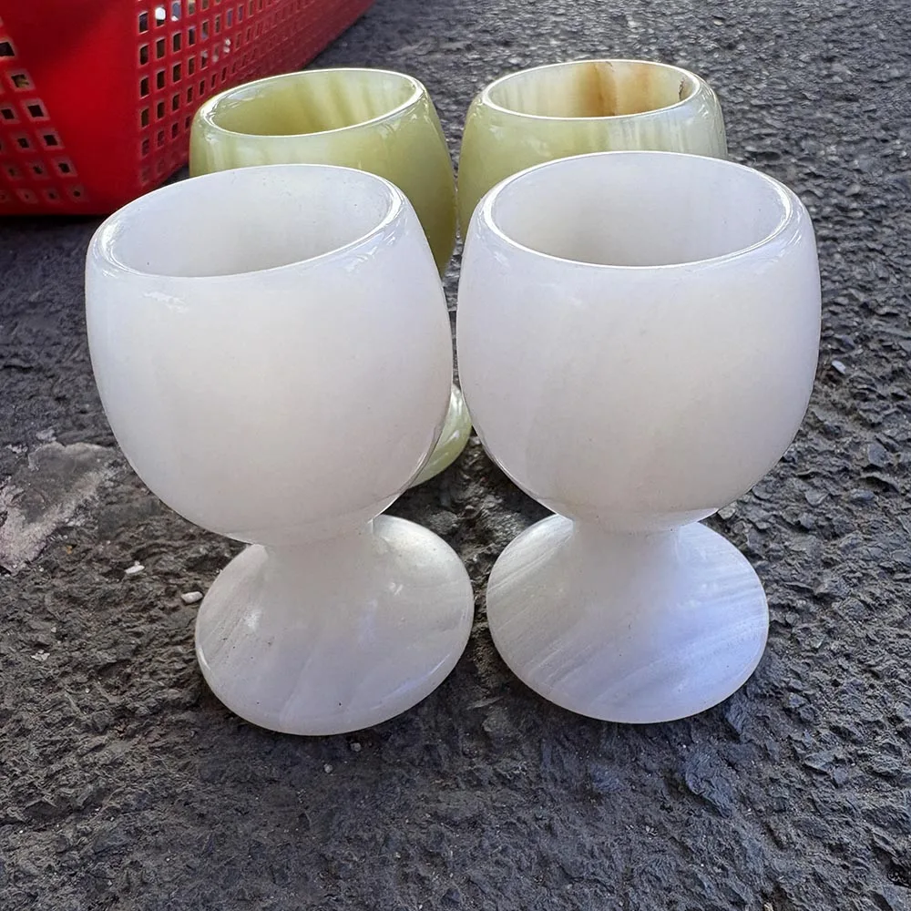 Custom-Natural Afghan Jade Goblet, Gemstone Wine Glass Cup Tabletop Decor for Healing and Ritual Display