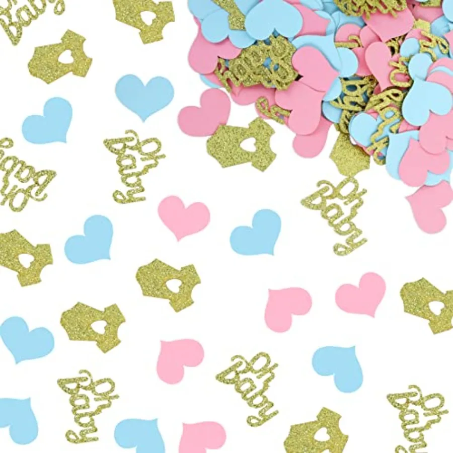 240 Stück Geschlecht offenbaren Babyparty-Dekorationen, glitzernde Babykleidung, Party-Tischkonfetti für Geschlecht offenbaren, Party-Tischdekoration