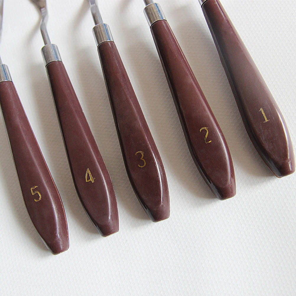 

5 Spatula Tools Pigment Mixing Scrapers Palette Knife Accessories Durable Stainless Steel Plastic Rust Free Artist