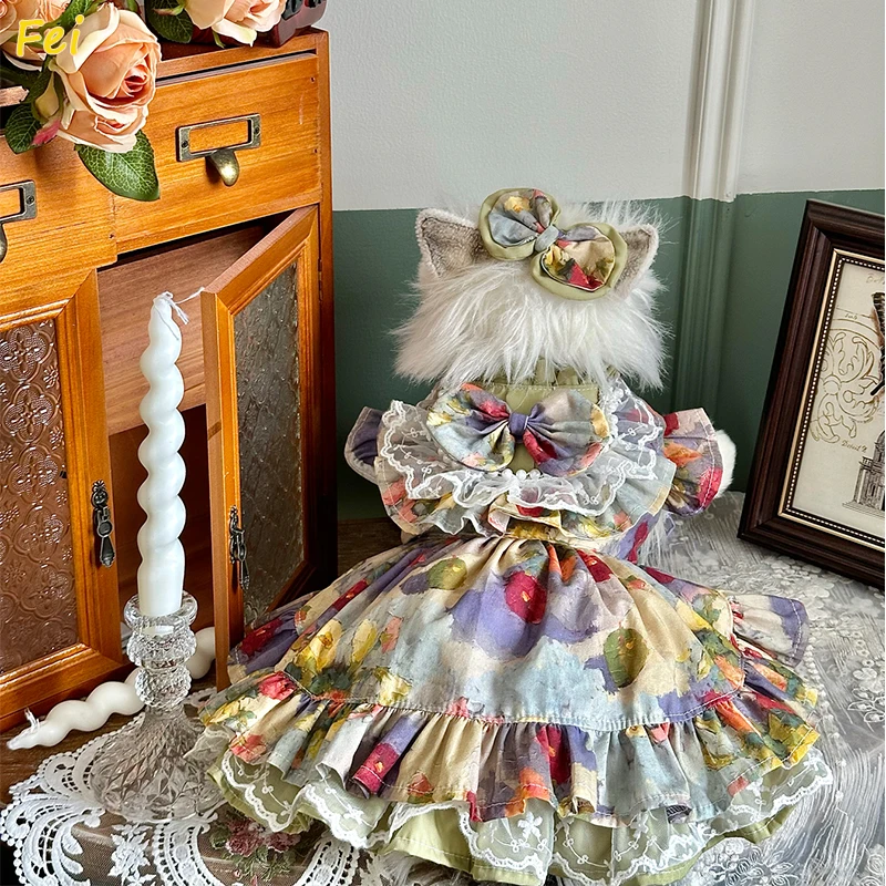 

Original Spring Forest Pet Outfits - Leash-Friendly Princess/Lolita Dresses for Dogs & Cats, Perfect for Picnic, Camping &Hiking