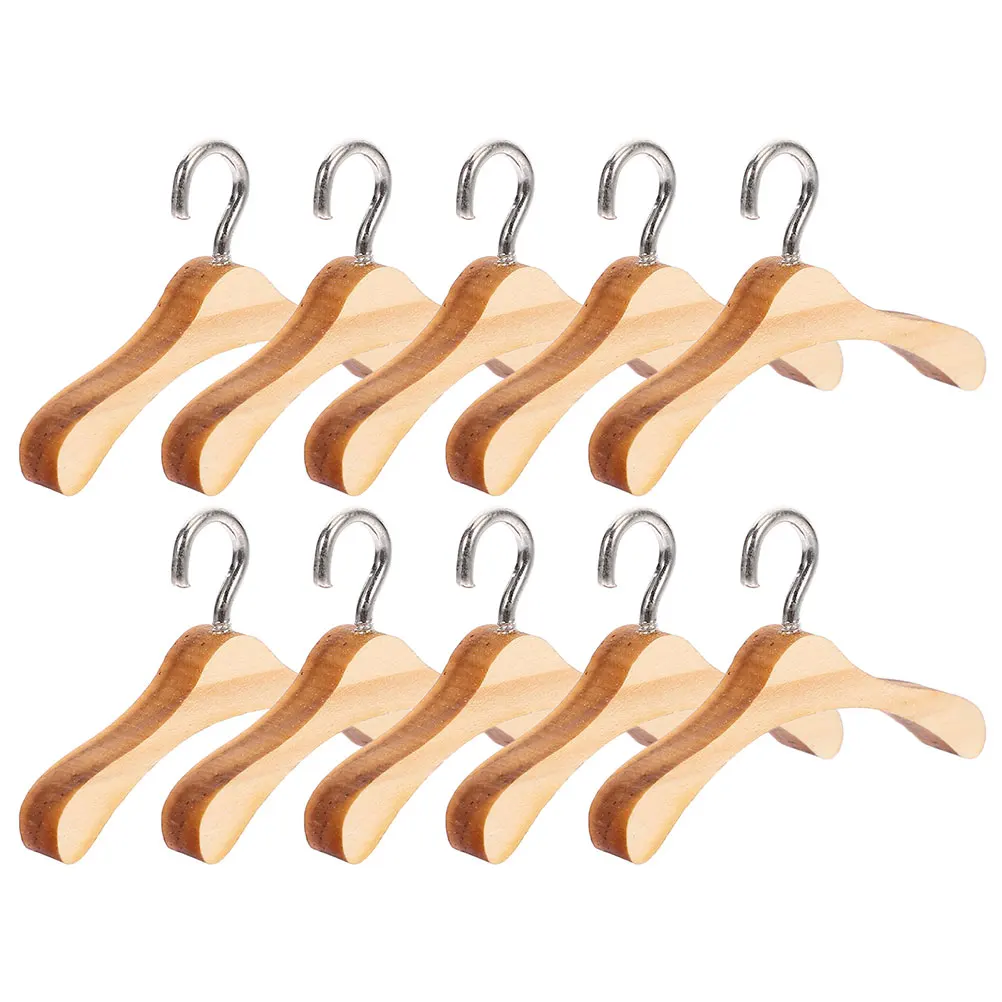 

20pcs Hanger Mini Clothes Bamboo Wood Craft Sturdy Rack Home Decor Toy Storage Simulated Furniture Play