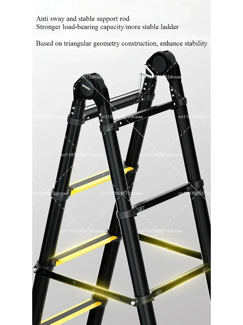 New Herringbone Telescopic Ladder Aluminum Alloy Thickened Engineering Folding  Multifunctional Portable Lifting Floor Ladder