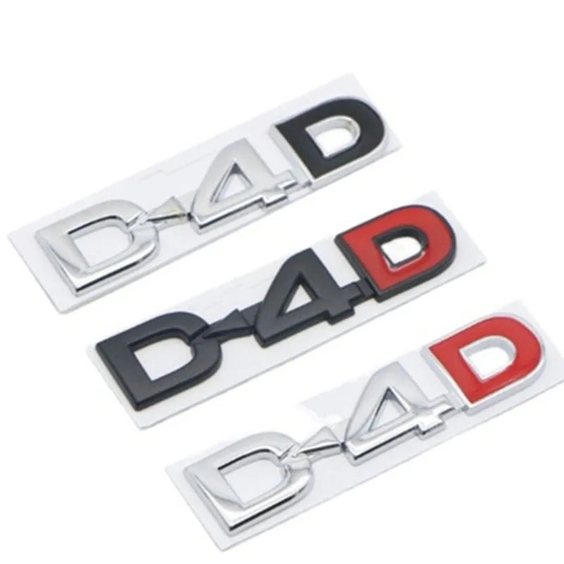 3D Metal Logo D4D Emblem Letters Car Trunk Badge D4D Sticker Accessories