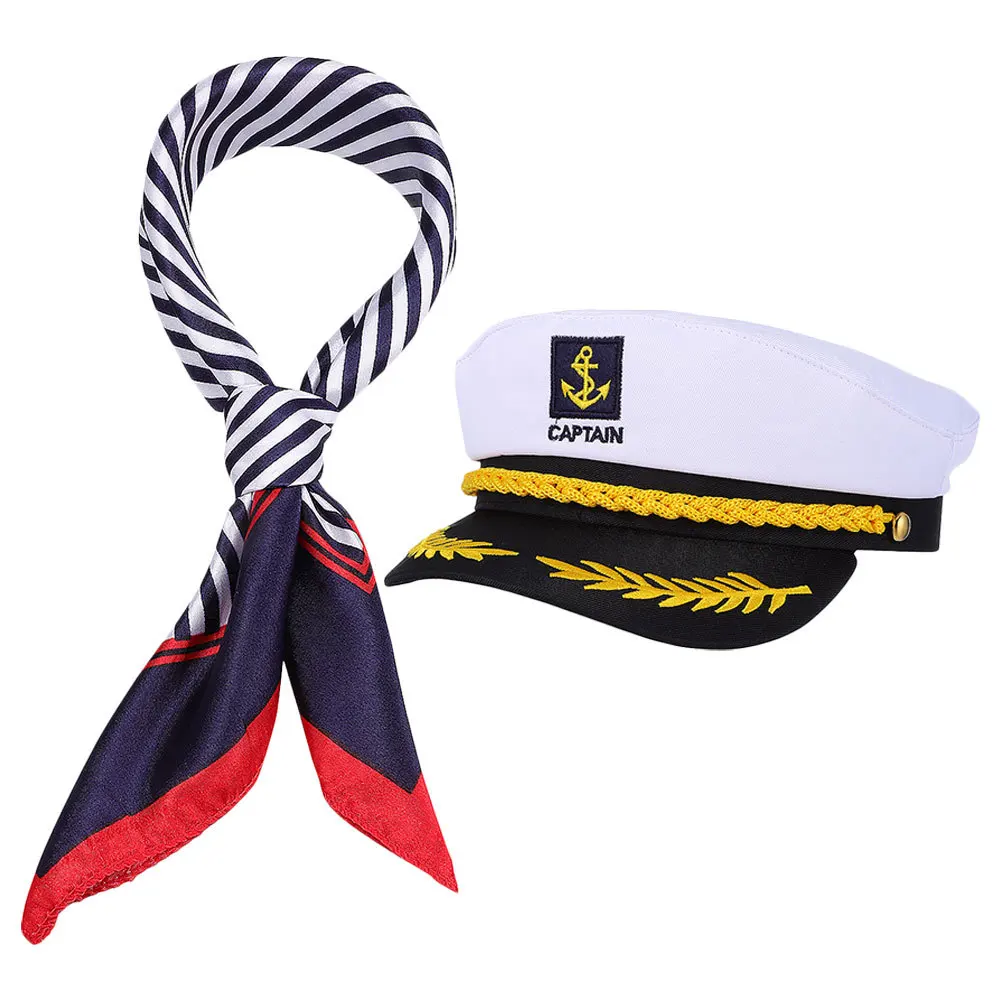 1 set set sciarpa cappello da marinaio set accessori costume nautico per uomo donna cappello da capitano nave adulto
