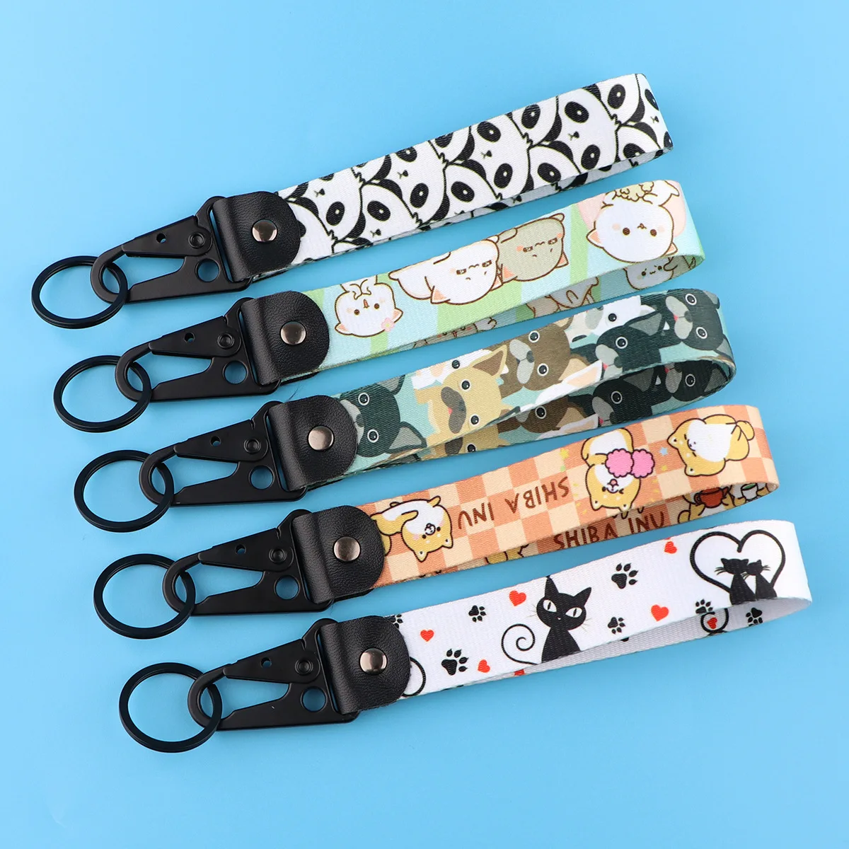 Cartoon Trinket Key Ring  Keyfob Leather Keychain for Backpack Animal Cat Key Chains Car Bags Keyholder Keyfob llaveros Gift