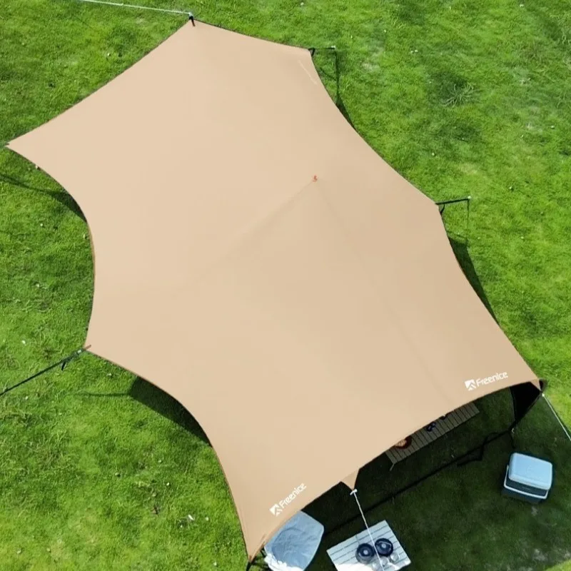 Outdoor Butterfly Vinyl Canopy Spacious Waterproof Thickened Oxford Hexagonal Sun Shelter Leisure Sunshade Camping Equipment