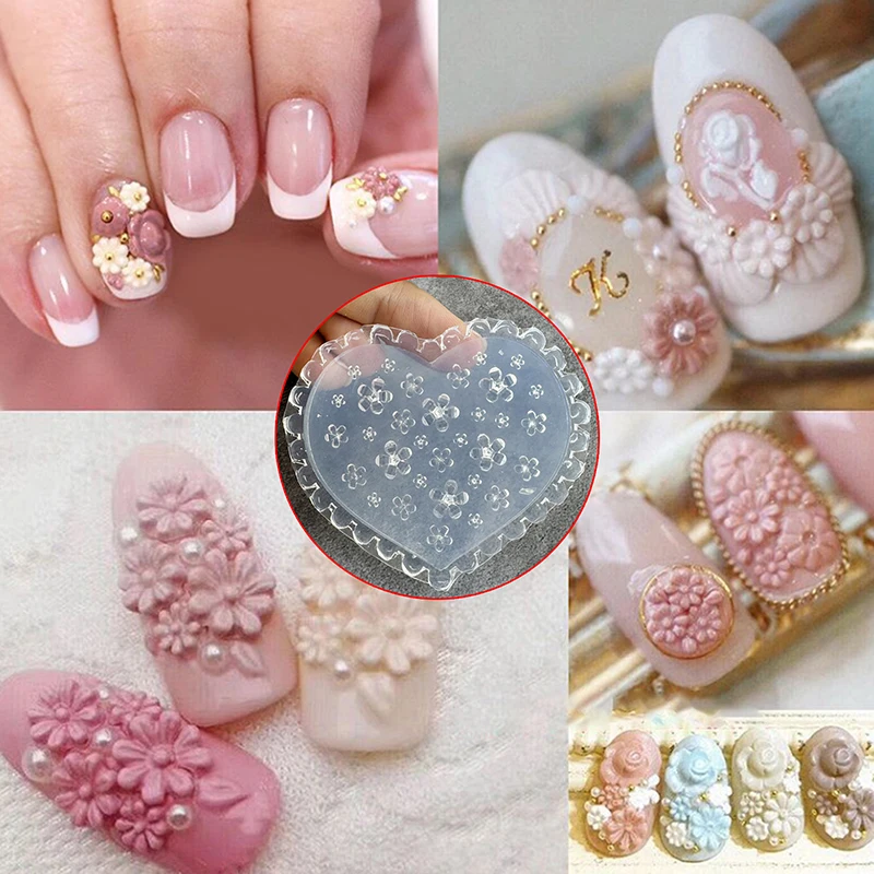 Stampo per intaglio delle unghie in silicone per cartoni animati, fiocco per fiori, decorazioni per unghie, piastra per timbratura stereoscopica, strumenti per manicure di design fai da te