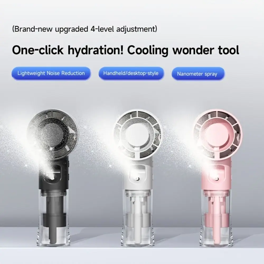 USB Rechargeable Portable Handheld Misting Fan Low Noise Operation with 4 Adjustable Speeds Mini Spray Fan Lightweight