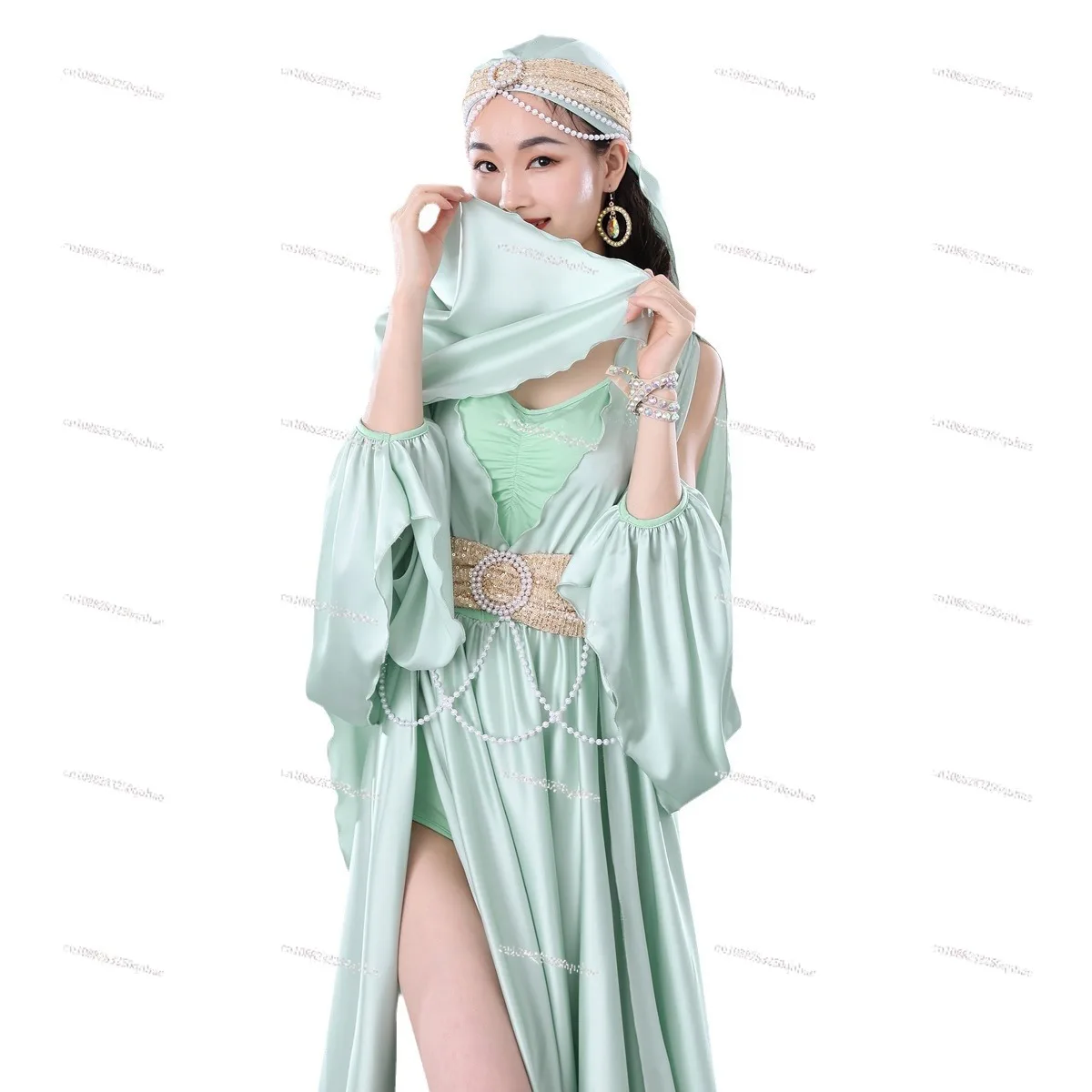 

Oriental Dance Belly Dance Dance Skirt Court Satin Folk Gown Performance Costume