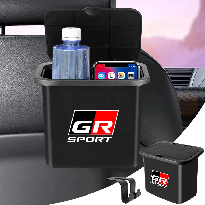 

1 шт. автомобильное подвесное мусорное ведро на спинке сиденья, ящик для хранения телефона, крючок для Toyota GR Sport Gazoo Racing Yaris 86 Corolla Hilux Supra