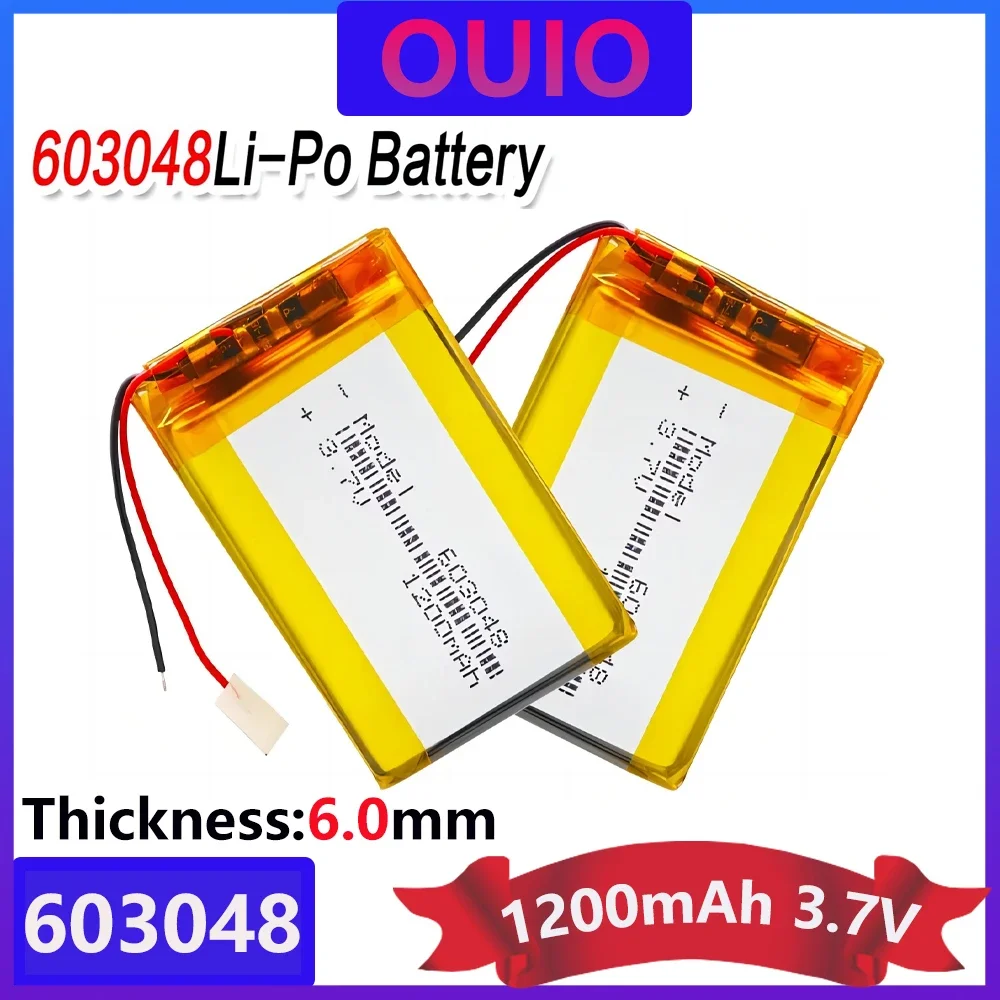 3.7V 1200mAh 603048 Rechargeable Battery Lithium Polymer Li-Po Li Ion Cells For LED Light DVD GPS MP3 MP4 MP5 PDA PSP Power Bank