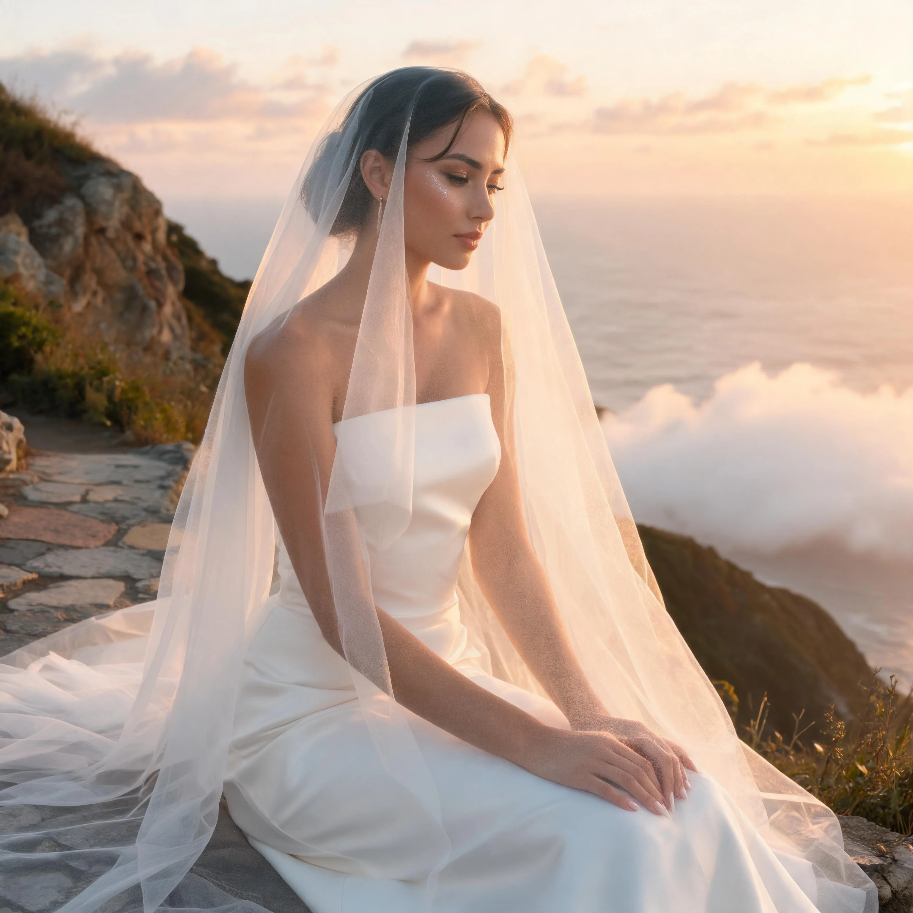 Elegant Wedding Veil 2-tier Raw Edge Minimalist Bridal Veil Available in Multiple Lengths for Church Party Formal Ceremony G131