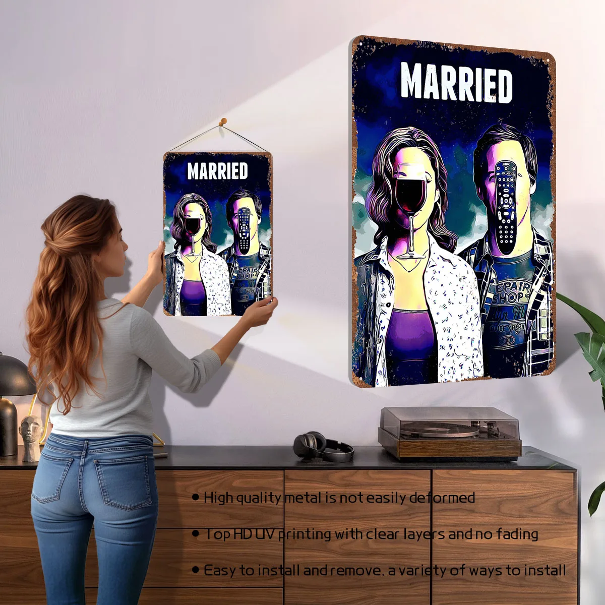 علامة معدنية متزوجة ملصق الفيلم الكلاسيكي إطارات الحائط المزخرفة علامات صفيح مخصصة لتزيين جدران غرفة المنزل #2