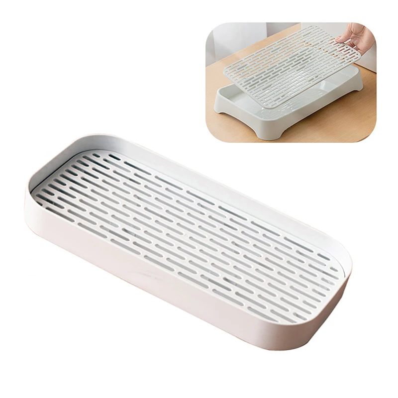 Double Layer Drain Tray Rectangle Drain Plate Drain Board Cup Holder Kitchen Drain Drying Shelf Sink Tableware Storage Rack